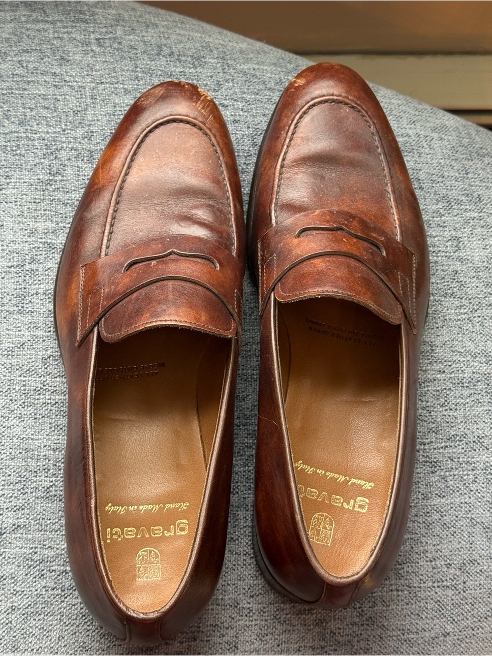Italian Leather Penny Loafers in Brown